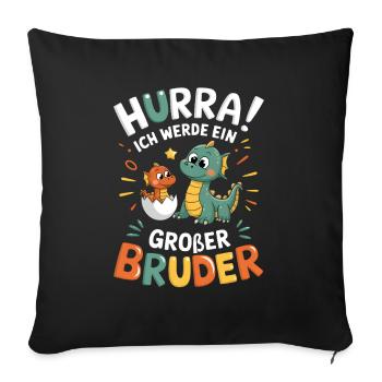 Je vais être un grand frère dragon - Housse de coussin décorative 45 x 45 cm - noir - Devant