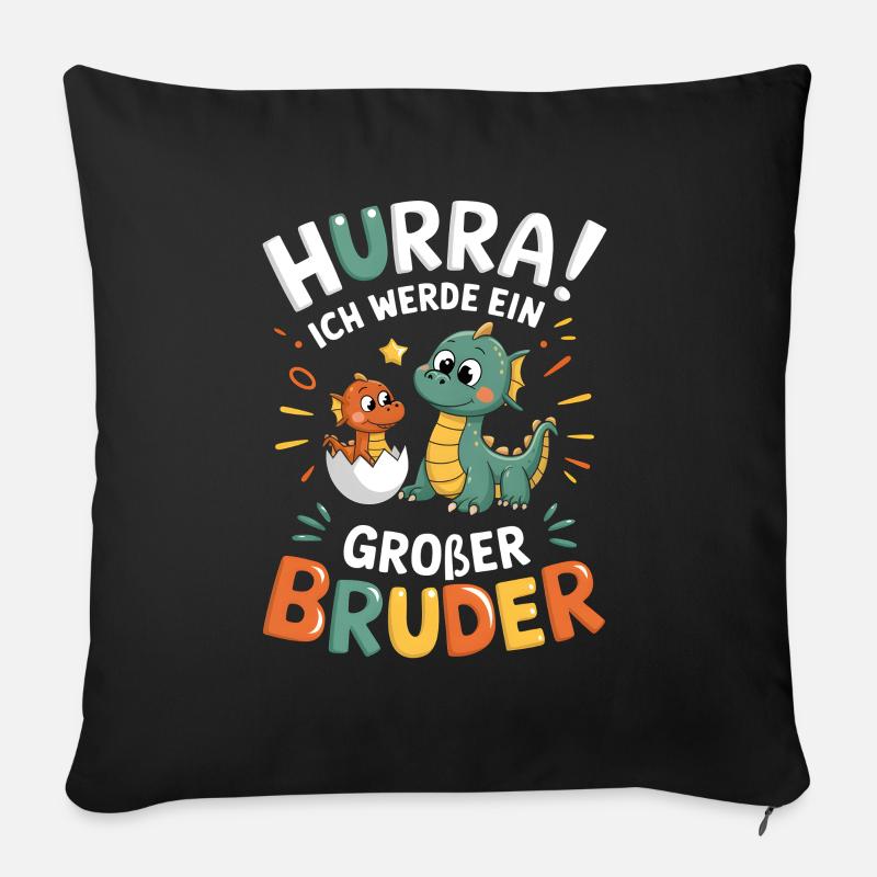 Ich werde ein großer Bruder Drache - Sofakissenbezug 45 x 45 cm - Schwarz