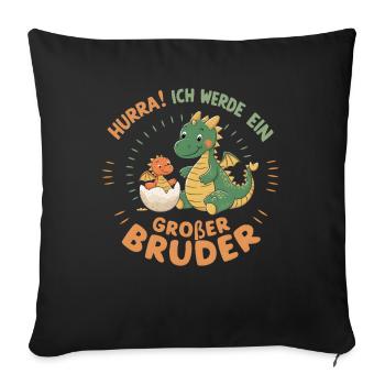 Je vais être un grand frère dragon - Housse de coussin décorative 45 x 45 cm - noir - Devant
