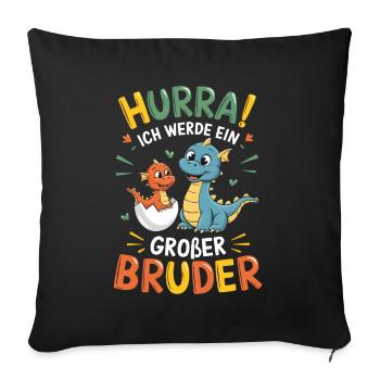 Je vais être un grand frère dragon - Housse de coussin décorative 45 x 45 cm - noir - Devant