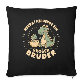 Je vais être un grand frère dinosaure dinosaure - Housse de coussin décorative 45 x 45 cm - noir - Devant