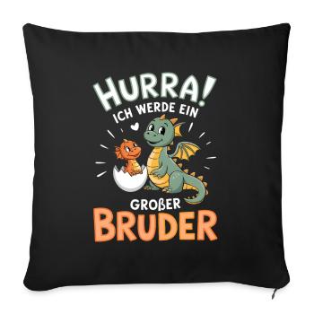 Je vais être un grand frère dragon - Housse de coussin décorative 45 x 45 cm - noir - Devant