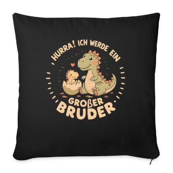 Je vais être un grand frère dinosaure dinosaure - Housse de coussin décorative 45 x 45 cm - noir - Devant