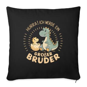 Je vais être un grand frère dinosaure dinosaure - Housse de coussin décorative 45 x 45 cm - noir - Devant