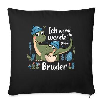 Je vais être un grand frère dinosaure dinosaure - Housse de coussin décorative 45 x 45 cm - noir - Devant