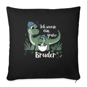 Je vais être un grand frère dinosaure dinosaure - Housse de coussin décorative 45 x 45 cm - noir - Devant