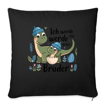 Je vais être un grand frère dinosaure dinosaure - Housse de coussin décorative 45 x 45 cm - noir - Devant
