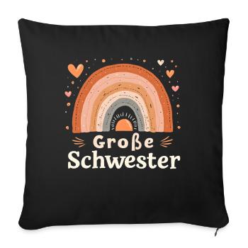 Große Schwester Regenbogen Boho - Sofakissenbezug 45 x 45 cm - Schwarz - Vorne
