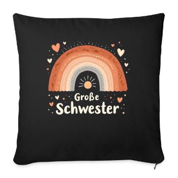 Große Schwester Regenbogen Boho - Sofakissenbezug 45 x 45 cm - Schwarz - Vorne