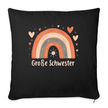 Große Schwester Regenbogen Boho - Sofakissenbezug 45 x 45 cm - Schwarz - Vorne