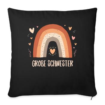 Große Schwester Regenbogen Boho - Sofakissenbezug 45 x 45 cm - Schwarz - Vorne