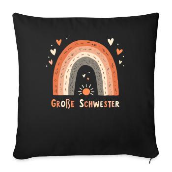 Große Schwester Regenbogen Boho - Sofakissenbezug 45 x 45 cm - Schwarz - Vorne