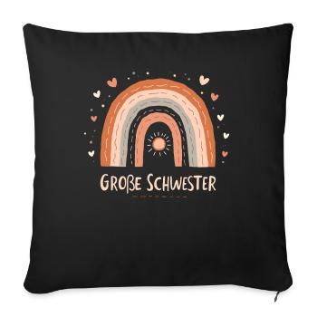 Große Schwester Regenbogen Boho - Sofakissenbezug 45 x 45 cm - Schwarz - Vorne