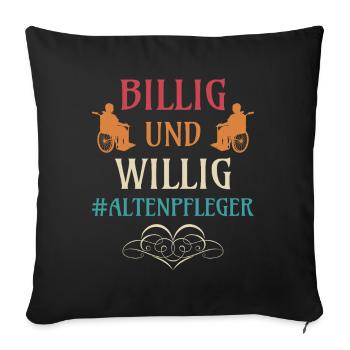 Altenpflege Pfleger Pflegepersonal Pflegekraft - Sofakissenbezug 45 x 45 cm - Schwarz - Vorne