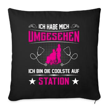 Altenpfleger Geschenk Altenpflege Pflegefachkraft - Sofakissenbezug 45 x 45 cm - Schwarz - Vorne