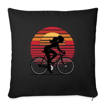 Fahrradfahrerin Sunset Fahrrad - Sofakissenbezug 45 x 45 cm - Schwarz - Vorne