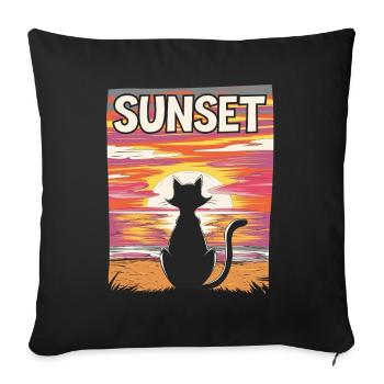Friedlicher Sonnenuntergang Katze für eine - Sofakissenbezug 45 x 45 cm - Schwarz - Vorne