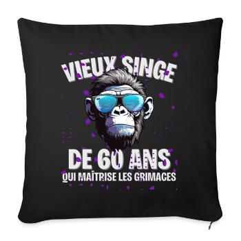 Humoristique Anniversaire 60 ans Homme - Housse de coussin décorative 45 x 45 cm - noir - Devant