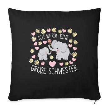 I'm going to be a big sister elephant - Sofa pillowcase 17,3'' x 17,3'' (45 x 45 cm) - black - Front