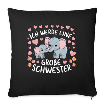 I'm going to be a big sister elephant - Sofa pillowcase 17,3'' x 17,3'' (45 x 45 cm) - black - Front
