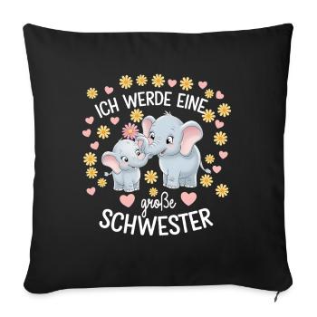 I'm going to be a big sister elephant - Sofa pillowcase 17,3'' x 17,3'' (45 x 45 cm) - black - Front