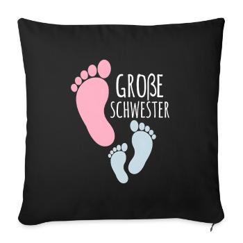 Big Sister Little Brother Footprints - Sofa pillowcase 17,3'' x 17,3'' (45 x 45 cm) - black - Front