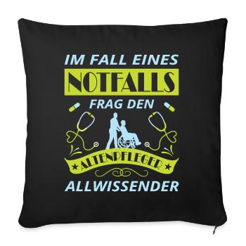 Altenpflege Pfleger Pflegepersonal Pflegekraft - Sofakissenbezug 45 x 45 cm - Schwarz - Vorne