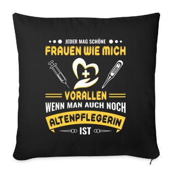 Altenpflege Pfleger Pflegepersonal Pflegekraft - Sofakissenbezug 45 x 45 cm - Schwarz - Vorne