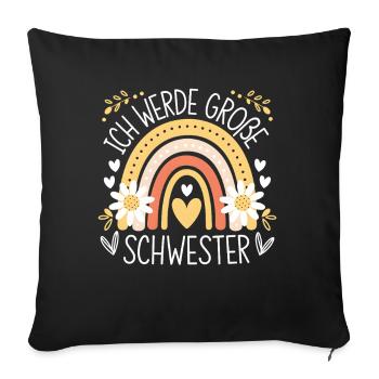 Ich Werde Große Schwester Regenbogen Boho - Sofakissenbezug 45 x 45 cm - Schwarz - Vorne