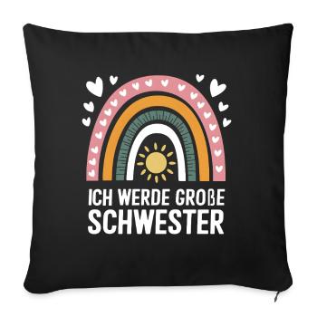 Ich Werde Große Schwester Regenbogen Boho - Sofakissenbezug 45 x 45 cm - Schwarz - Vorne