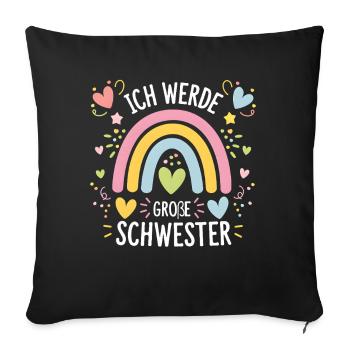 Ich Werde Große Schwester Regenbogen Boho - Sofakissenbezug 45 x 45 cm - Schwarz - Vorne