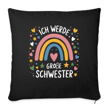 Ich Werde Große Schwester Regenbogen Boho - Sofakissenbezug 45 x 45 cm - Schwarz - Vorne