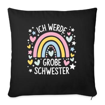 Ich Werde Große Schwester Regenbogen Boho - Sofakissenbezug 45 x 45 cm - Schwarz - Vorne