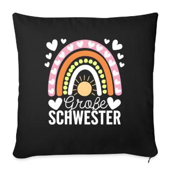 Ich Werde Große Schwester Regenbogen Boho - Sofakissenbezug 45 x 45 cm - Schwarz - Vorne