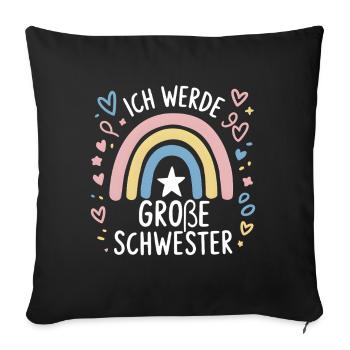 I'm going to be big sister rainbow boho - Sofa pillowcase 17,3'' x 17,3'' (45 x 45 cm) - black - Front