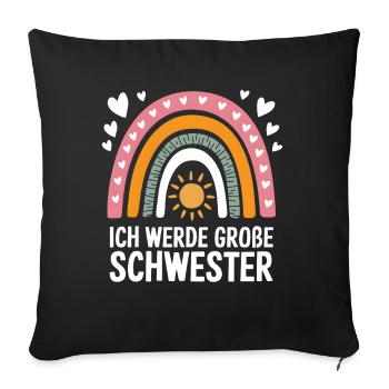 Ich Werde Große Schwester Regenbogen Boho - Sofakissenbezug 45 x 45 cm - Schwarz - Vorne