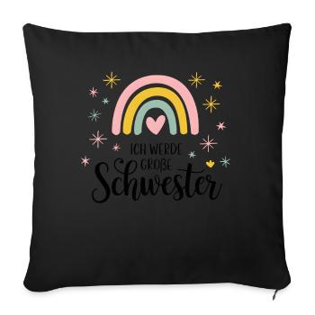 Ich Werde Große Schwester Regenbogen Boho - Sofakissenbezug 45 x 45 cm - Schwarz - Vorne