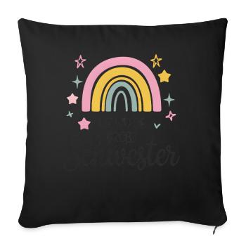 I'm going to be big sister rainbow boho - Sofa pillowcase 17,3'' x 17,3'' (45 x 45 cm) - black - Front