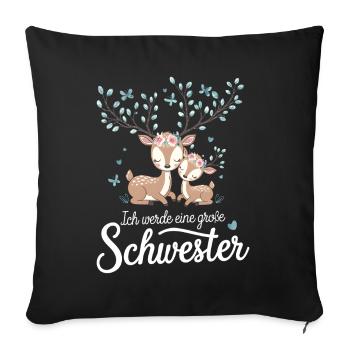 I'm going to be a big sister deer deer - Sofa pillowcase 17,3'' x 17,3'' (45 x 45 cm) - black - Front