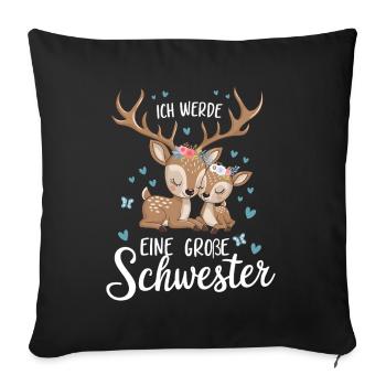 I'm going to be a big sister deer deer - Sofa pillowcase 17,3'' x 17,3'' (45 x 45 cm) - black - Front
