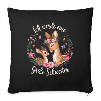I'm going to be a big sister deer deer - Sofa pillowcase 17,3'' x 17,3'' (45 x 45 cm) - black - Front