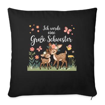 I'm going to be a big sister deer deer - Sofa pillowcase 17,3'' x 17,3'' (45 x 45 cm) - black - Front