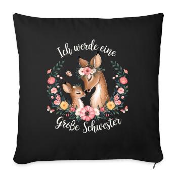 I'm going to be a big sister deer deer - Sofa pillowcase 17,3'' x 17,3'' (45 x 45 cm) - black - Front