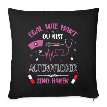 Altenpflege Pfleger Pflegepersonal Pflegekraft - Sofakissenbezug 45 x 45 cm - Schwarz - Vorne