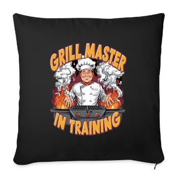 Grillmeister in der Ausbildung Lustiger BBQ-Humor - Sofakissenbezug 45 x 45 cm - Schwarz - Vorne