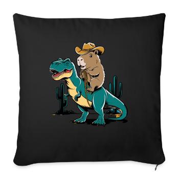 Niedliches Capybara auf Dinosaurier für einen - Sofakissenbezug 45 x 45 cm - Schwarz - Vorne