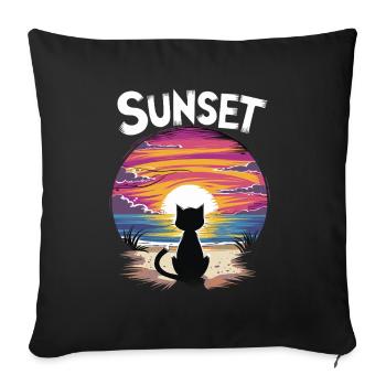 Friedlicher Sonnenuntergang Katze für eine - Sofakissenbezug 45 x 45 cm - Schwarz - Vorne