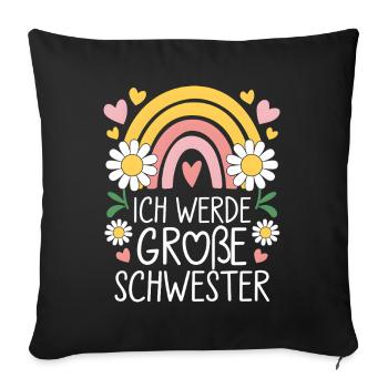 Ich Werde Große Schwester Regenbogen Boho - Sofakissenbezug 45 x 45 cm - Schwarz - Vorne