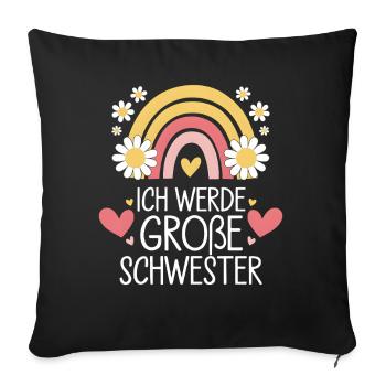 Ich Werde Große Schwester Regenbogen Boho - Sofakissenbezug 45 x 45 cm - Schwarz - Vorne