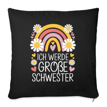 Ich Werde Große Schwester Regenbogen Boho - Sofakissenbezug 45 x 45 cm - Schwarz - Vorne